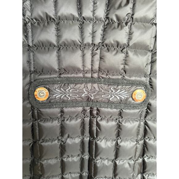 Bogner Women's Black Down Embroidered Puffer Mid Length Coat, Size 6, Like New - Picture 6 of 12